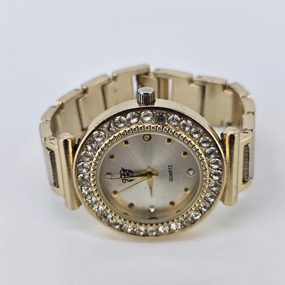 Women's Watch 34MM Gold Dial Crystal Bezel Gold Metal Bands 5